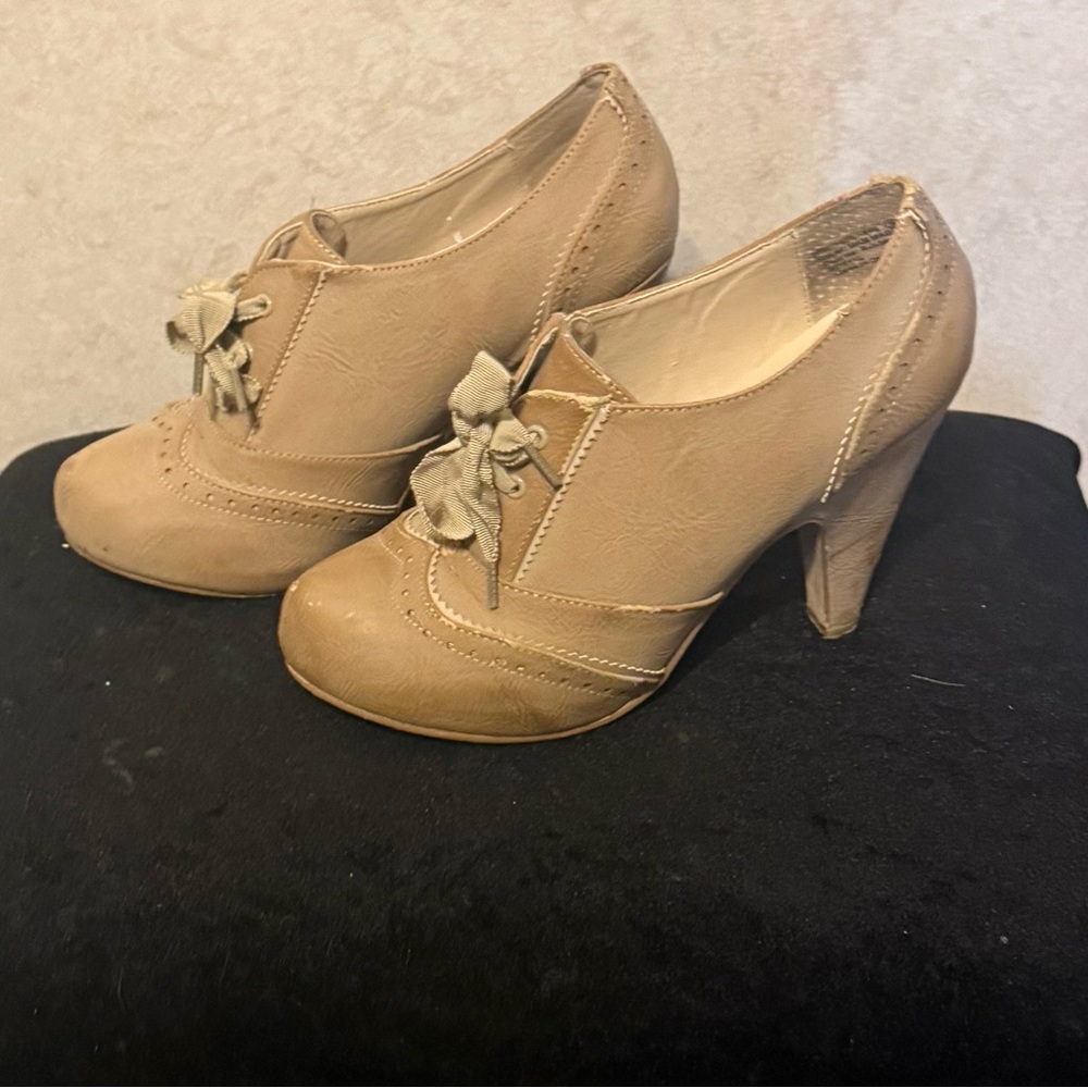 Not Rated Beige Lace-Up Heels